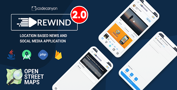 Rewind - Location based News and Entertainment Social Media Application banner